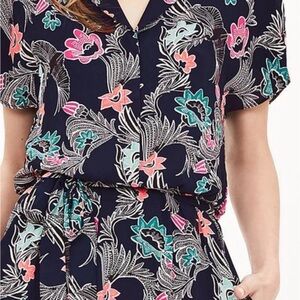 Banana Republic Navy Dress with Teal Floral Lining